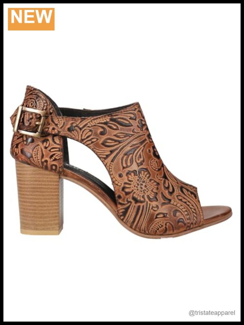 ROPER Mika Closed Back Brown Leather Heeled Sandals